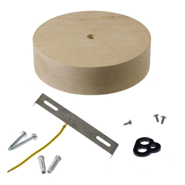 Kynda Light Plafondkap 'Woody' rond hout XL - 1 snoer - Ø120mm