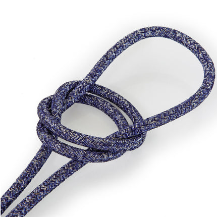 Kynda Light Strijkijzersnoer Blauw 'Jeans' (glitter) - rond, effen stof