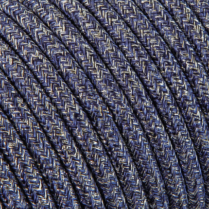 Kynda Light Strijkijzersnoer Blauw 'Jeans' (glitter) - rond, effen stof