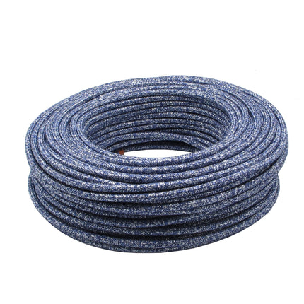 Kynda Light Strijkijzersnoer Blauw 'Jeans' (glitter) - rond, effen stof