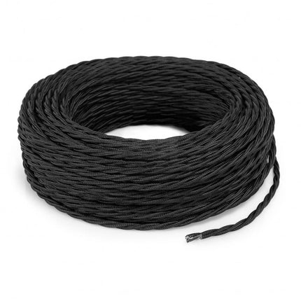 Kynda Light Strijkijzersnoer Zwart - gedraaid, effen stof
