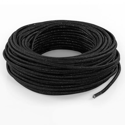 Kynda Light Strijkijzersnoer Zwart (glitter) - rond, effen stof