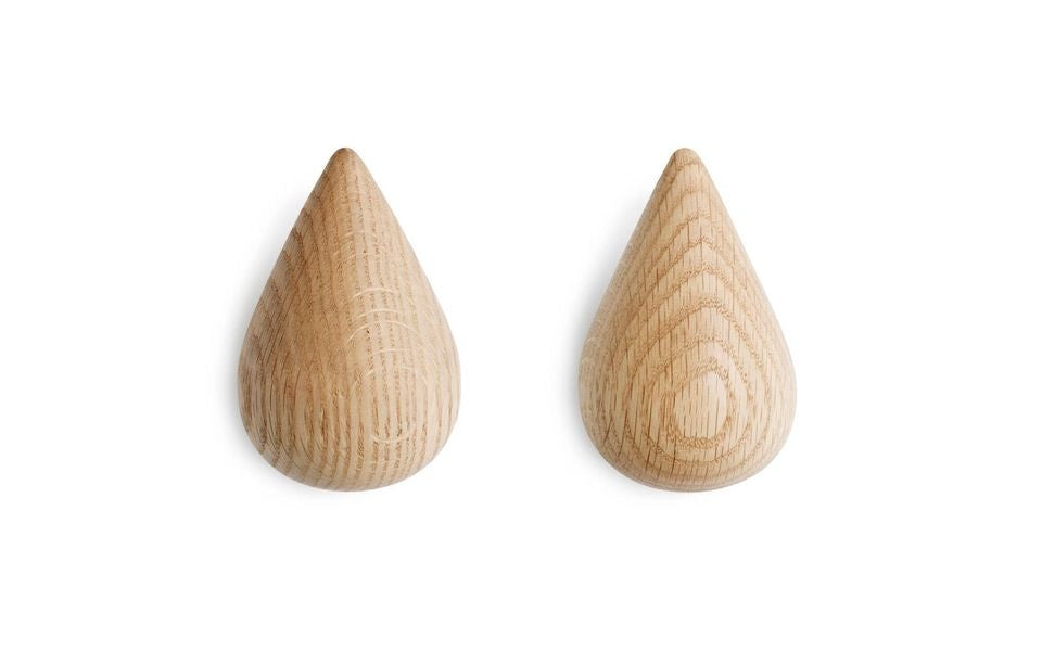 Normann Copenhagen Dropit Wandhaak - set 2 stuks | Hout nature (Large)