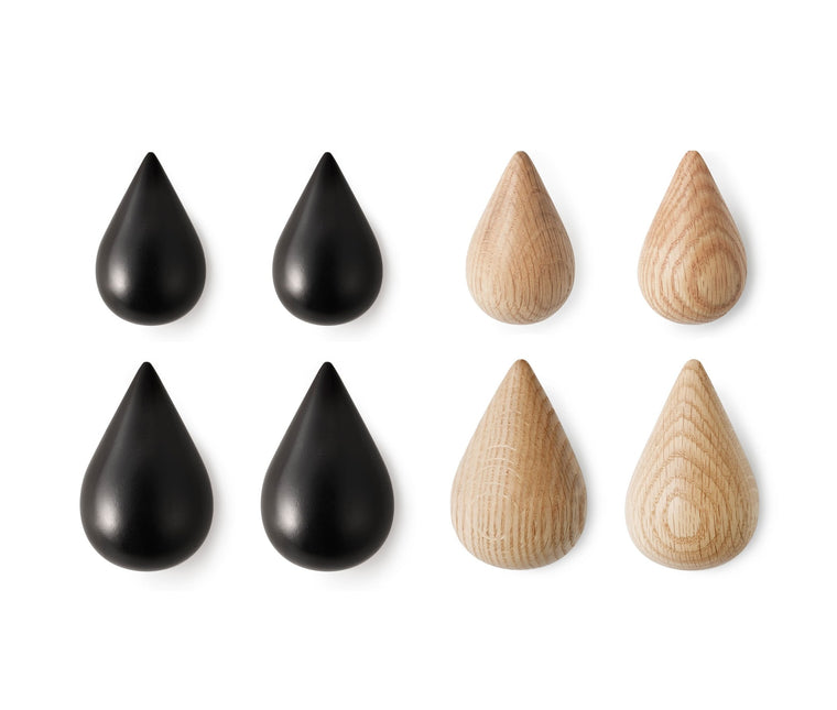 Normann Copenhagen Dropit Wandhaak - set 2 stuks | Hout nature (Large)