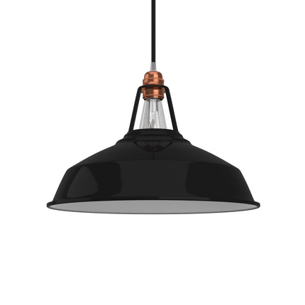 Kynda-Light-Vintage-Lampenkap-Hafthor-E27-metaal-gepolijst-Zwart-WLB0526-30-cm-diameter