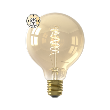 Calex 3-staps Dimbare LED lamp Flex Filament - G95 (Globe) - E27 | Goud