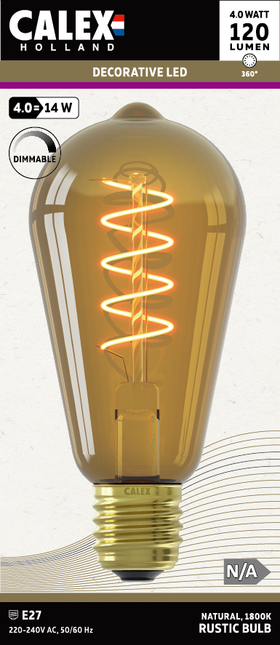 Calex LED lamp Flex Filament - ST64 Squirrel Cage - E27 | Natural