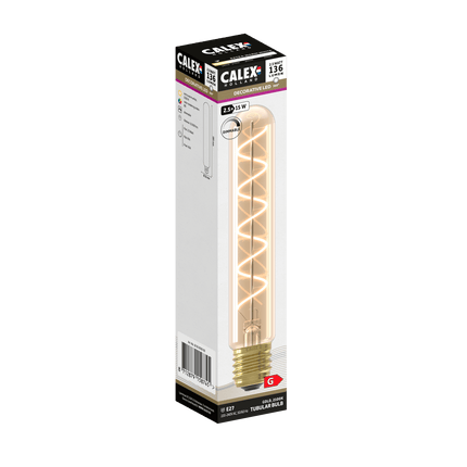 Calex LED lamp Flex Spiraal Filament - Buis T32 - E27 | Goud