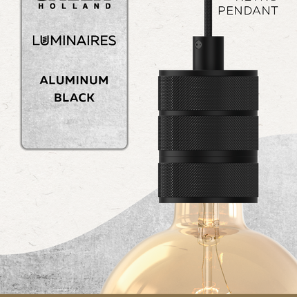 Calex Pendule met 3 rings fitting en 1.5 meter kabel | Zwart (mat)