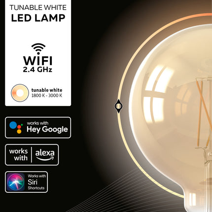 Calex SMART LED lamp - G125 Globe - E27/7W | Goud