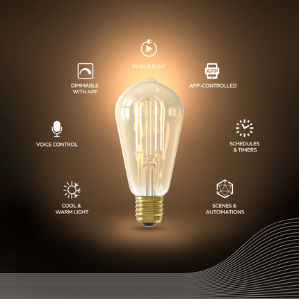 Calex SMART LED lamp - Squirrel Cage/ST64 - E27 | Goud