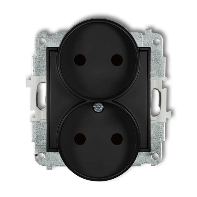 Kynda Light Dubbel Stopcontact zonder randaarde – Inbouw | Mat Zwart