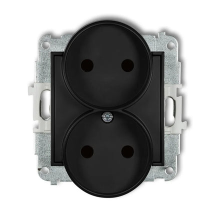 Kynda Light Dubbel Stopcontact zonder randaarde – Inbouw | Mat Zwart
