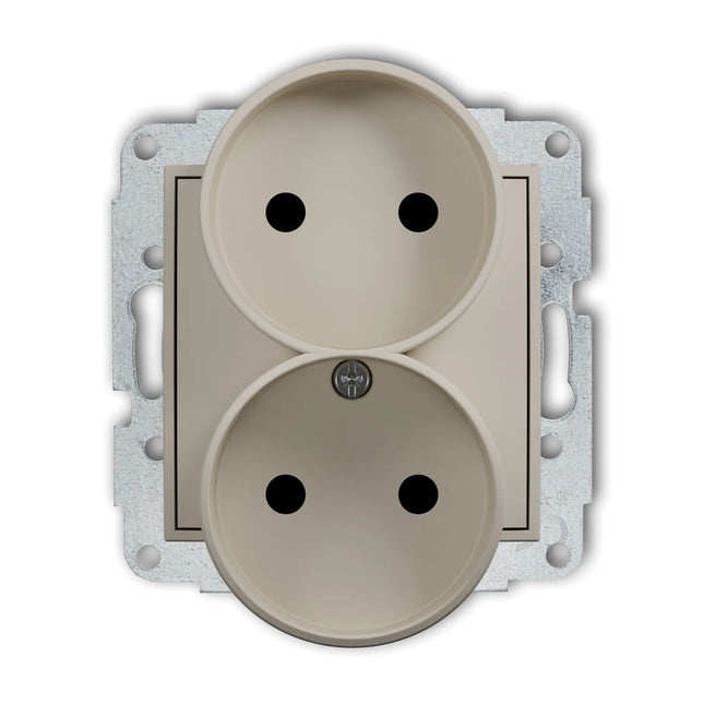 Kynda Light Dubbel Stopcontact zonder randaarde – Inbouw | Taupe