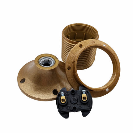 Kynda Light Kunststof fitting E27 met sierkap (bakeliet look) | Goud