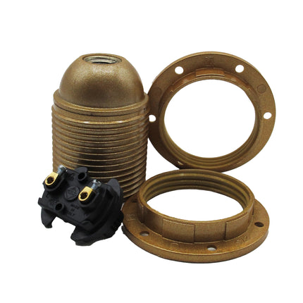 Kynda Light Kunststof Fitting E27 met twee schroefringen (bakeliet look) | Goud