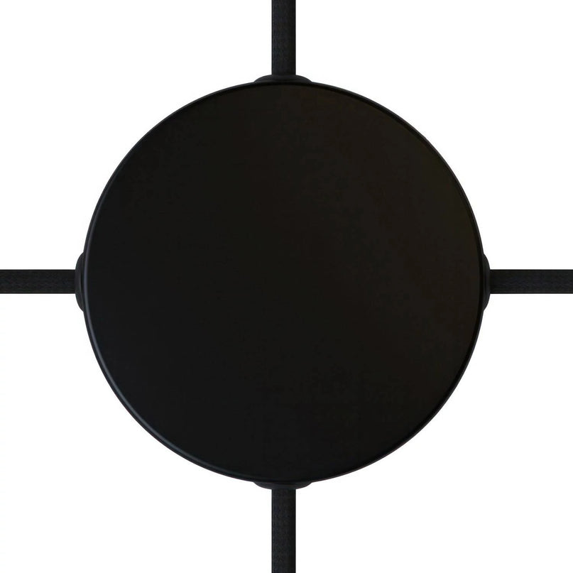 Kynda Light Metalen plafondkap (centraaldoos) met 4 zijgaten (Ø120 mm) | Zwart (mat)