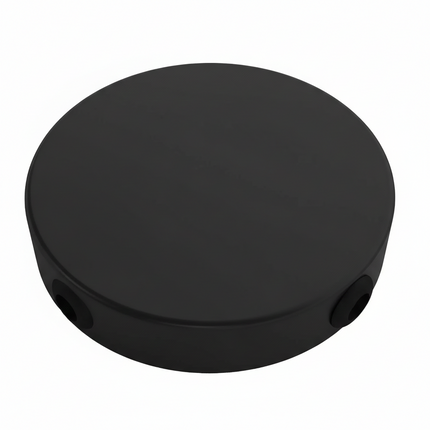 Kynda Light Metalen plafondkap (centraaldoos) met 4 zijgaten (Ø120 mm) | Zwart (mat)