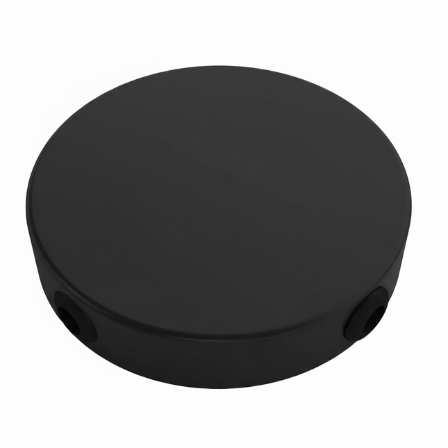 Kynda Light Metalen plafondkap (centraaldoos) met 4 zijgaten (Ø120 mm) | Zwart (mat)