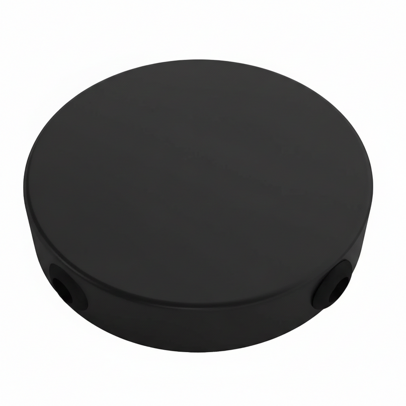 Kynda Light Metalen plafondkap (centraaldoos) met 4 zijgaten (Ø120 mm) | Zwart (mat)