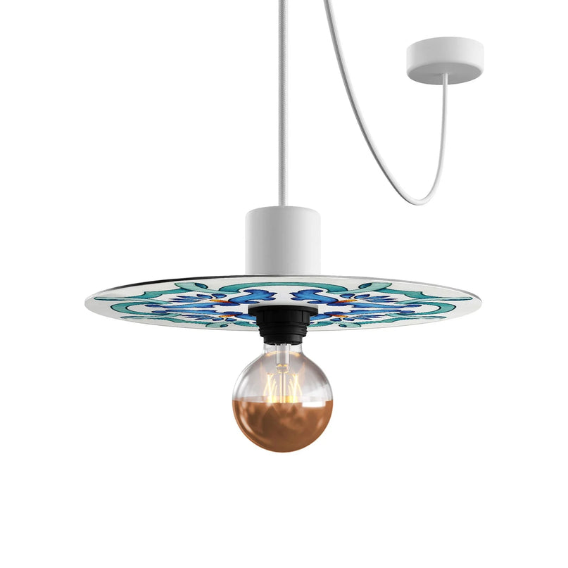 Kynda Light Mini Ellepì 'Maioliche' platte bibond lampenkap - 24 cm | Blauw