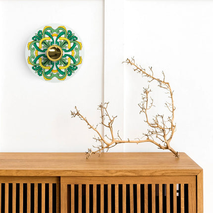 Kynda Light Mini Ellepì 'Maioliche' platte bibond lampenkap - 24 cm | Geel & Groen