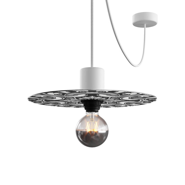 Kynda Light Mini Ellepì 'Maioliche' platte bibond lampenkap - 24 cm | Wit & Zwart