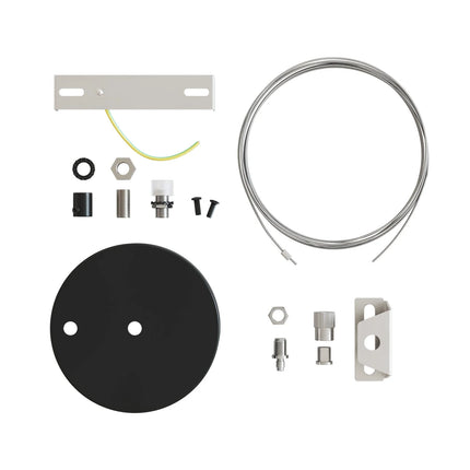 Kynda Light Plafondkap Kit met staalkabel & hoogteversteller - Ø120mm | Zwart (mat)