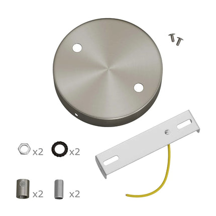 Kynda Light Plafondkap 'Levi XL' metaal - 2 snoeren - Ø120 mm | Geborsteld Titanium