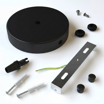 Kynda Light Plafondkap voor 1 snoer en 2 zijgaten (Ø120 mm) | Zwart (mat)