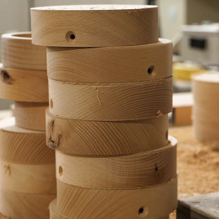 Kynda Light Plafondkap 'Woody' rond hout XL - 1 snoer - Ø120mm