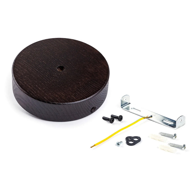 Kynda Light Plafondkap 'Woody' rond hout XL - 1 snoer - Ø120mm | Dark (Wengé)