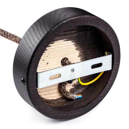 Kynda Light Plafondkap 'Woody' rond hout XL - 1 snoer - Ø120mm | Dark (Wengé)
