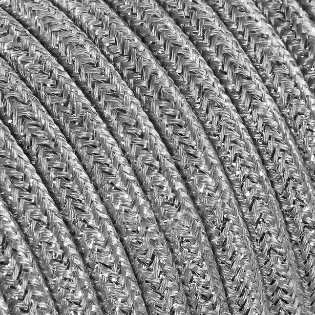 Kynda Light SAMPLE | Strijkijzersnoer Zilver (glitter) - rond, effen stof