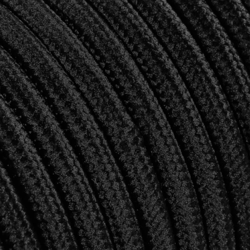 Kynda Light SAMPLE | Strijkijzersnoer Zwart - rond, effen stof