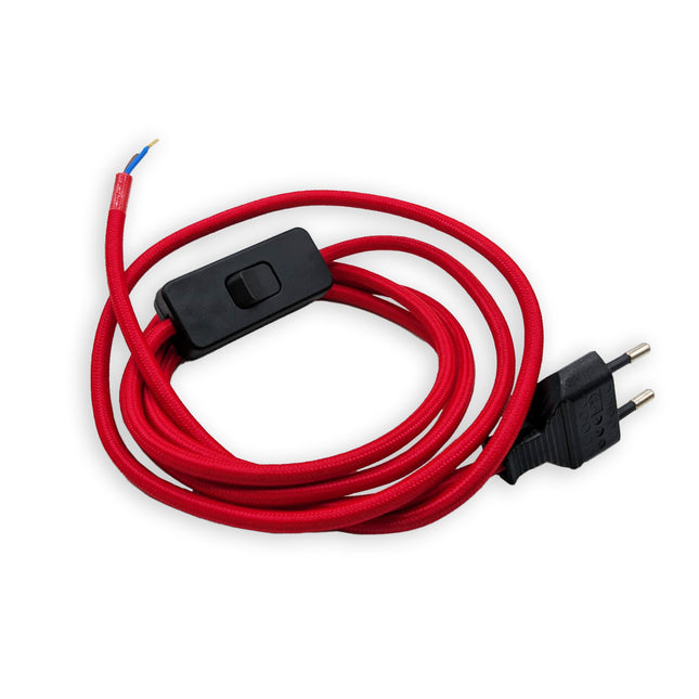 Kynda Light Snoer met stekker en schakelaar | Rood (rond snoer)
