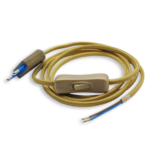 Kynda Light Snoer met transparante stekker en schakelaar | Goud (plat)