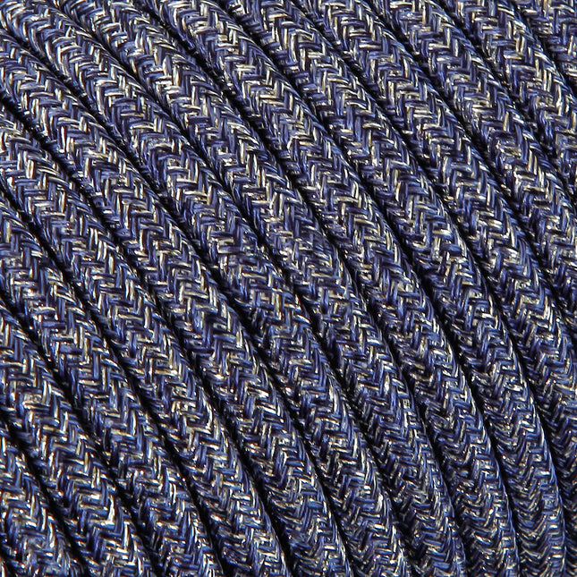 Kynda Light Strijkijzersnoer Blauw 'Jeans' (glitter) - rond, effen stof