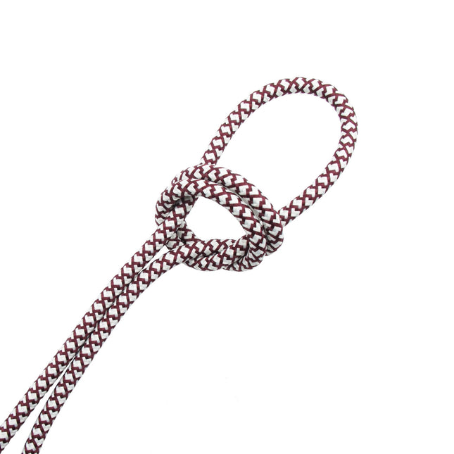 Kynda Light Strijkijzersnoer Creme & Bordeaux - rond, linnen - kruis patroon