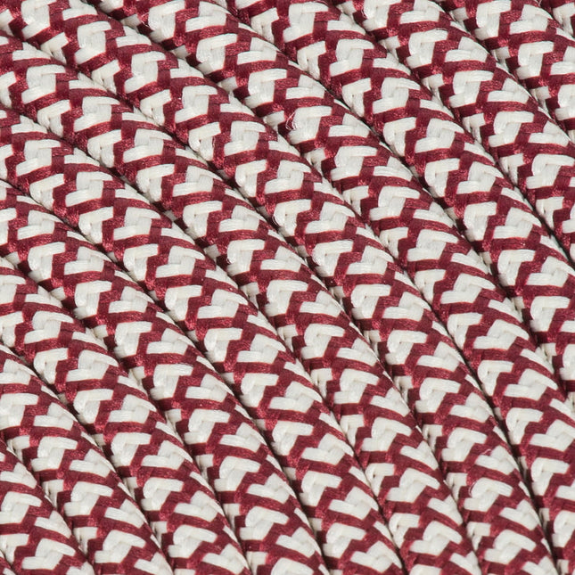 Kynda Light Strijkijzersnoer Creme & Bordeaux - rond, linnen - kruis patroon