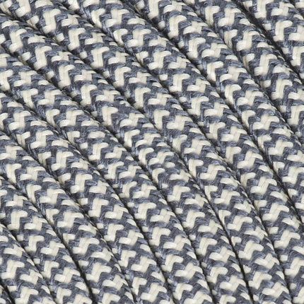 Kynda Light Strijkijzersnoer Creme & Grijs - rond, linnen - kruis patroon