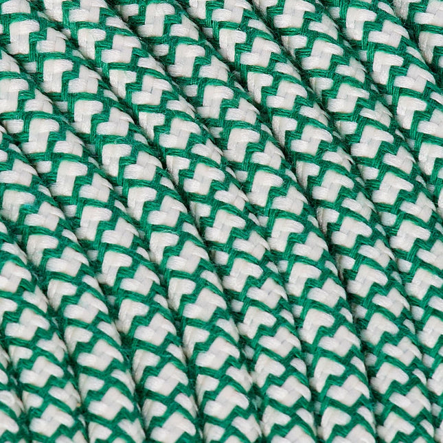 Kynda Light Strijkijzersnoer Creme & Groen - rond, linnen - kruis patroon
