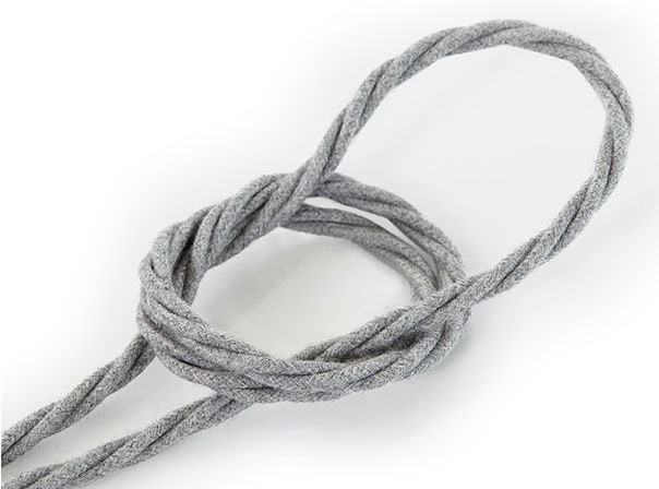 Kynda Light Strijkijzersnoer Grijs - gedraaid, linnen