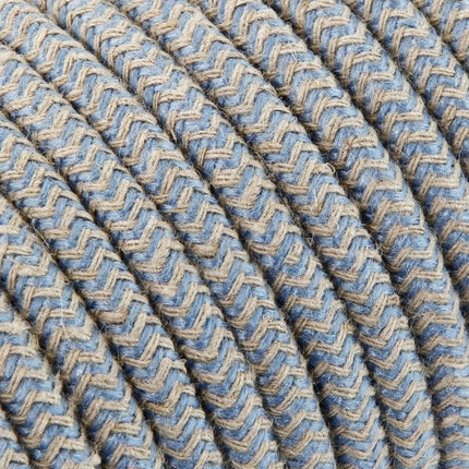 Kynda Light Strijkijzersnoer Zand & Blauw - rond linnen - zigzag patroon