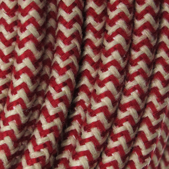 Kynda Light Strijkijzersnoer Zand & Bordeaux - rond - zigzag patroon