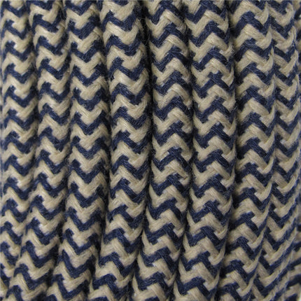 Kynda Light Strijkijzersnoer Zand & Donkerblauw - rond linnen - zigzag patroon