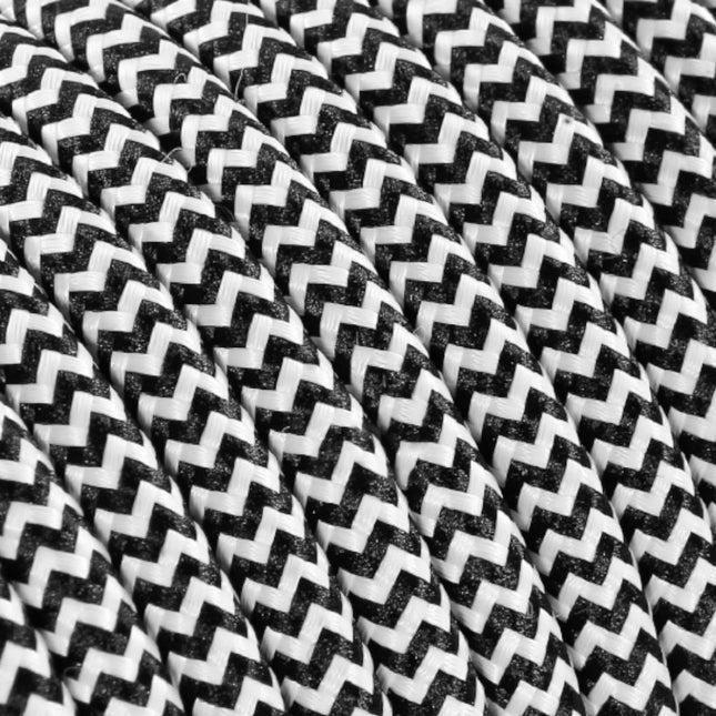 Kynda Light Strijkijzersnoer Zwart & Wit - rond - zigzag patroon