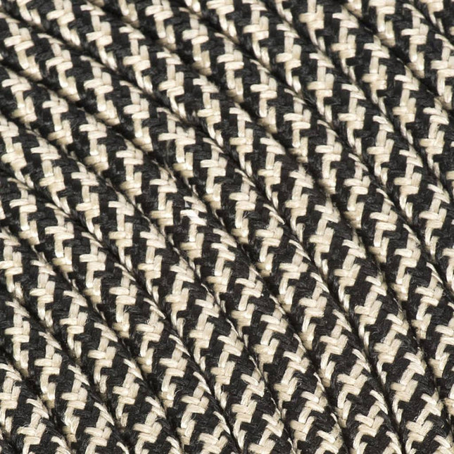 Kynda Light Strijkijzersnoer Zwart & Zand - rond, linnen - kruis patroon