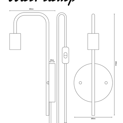 Kynda Light U-line Wandlamp (E27) | Zwart