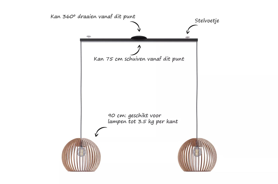 Lightswing Lightswing® Twin Mat Zwart | Ophangsysteem 2 lampen